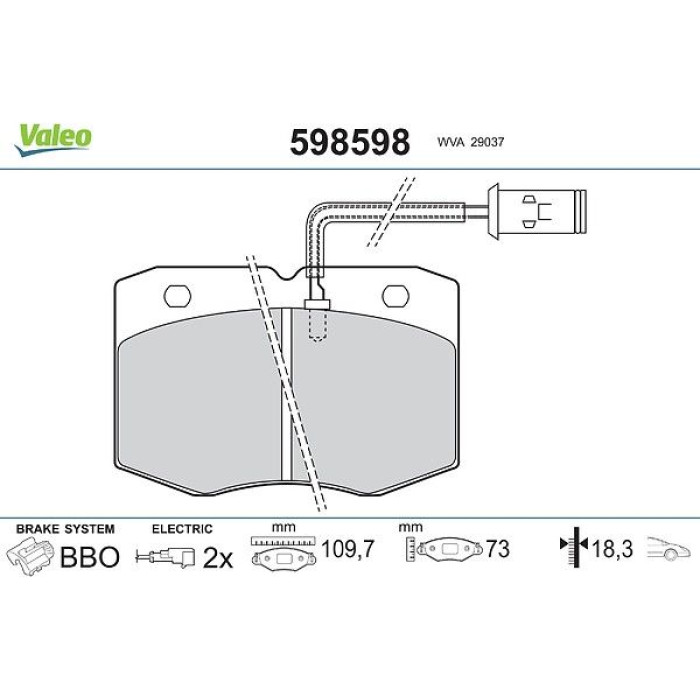 Valeo Bremsbelagsatz 598598 Valeo Bremsbelagsatz 598598