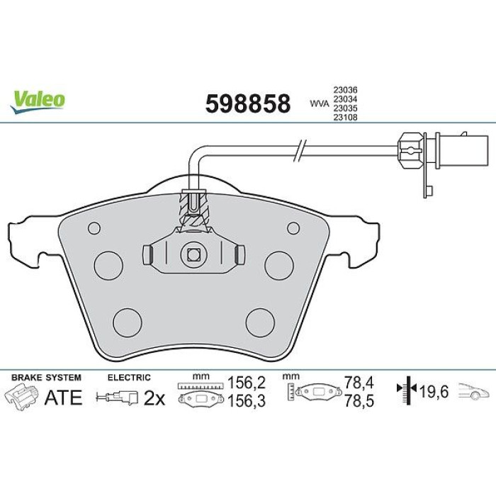 Valeo Bremsbelagsatz 598858 Valeo Bremsbelagsatz 598858