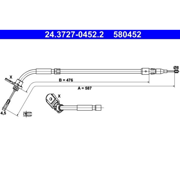 ATE Handbremsseil 24.3727-0452.2 ATE Handbremsseil 24.3727-0452.2