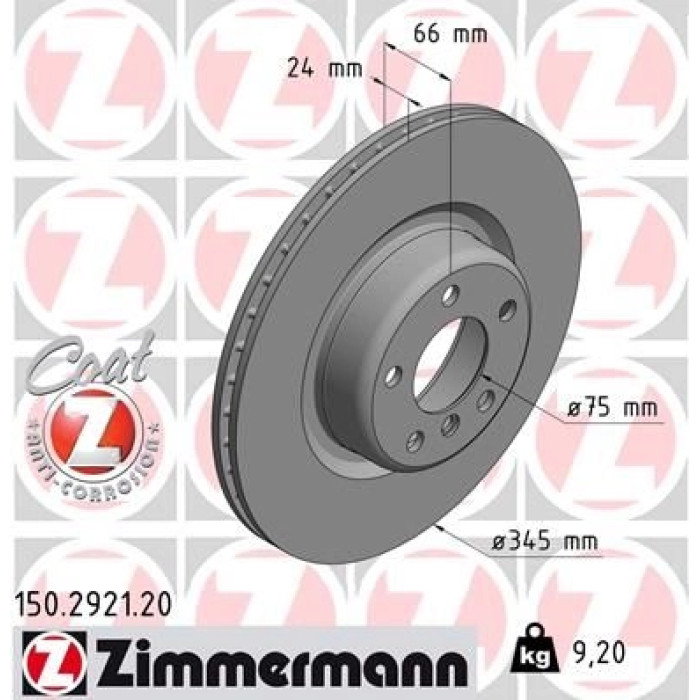 Zimmermann Bremsscheibe Hinterachse 150.2921.20