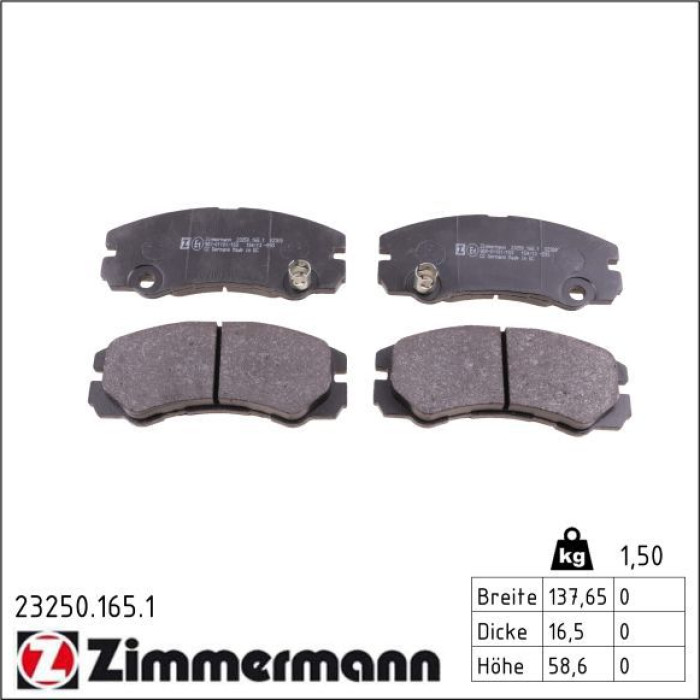 ZIMMERMANN Bremsbeläge 23250.165.1 ZIMMERMANN Bremsbeläge 23250.165.1