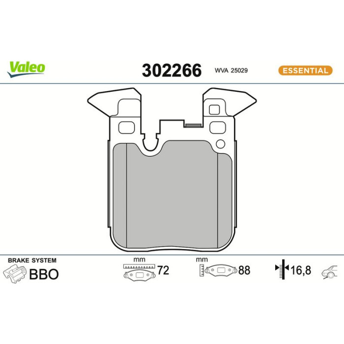 Valeo Bremsbelagsatz 302266 Valeo Bremsbelagsatz 302266