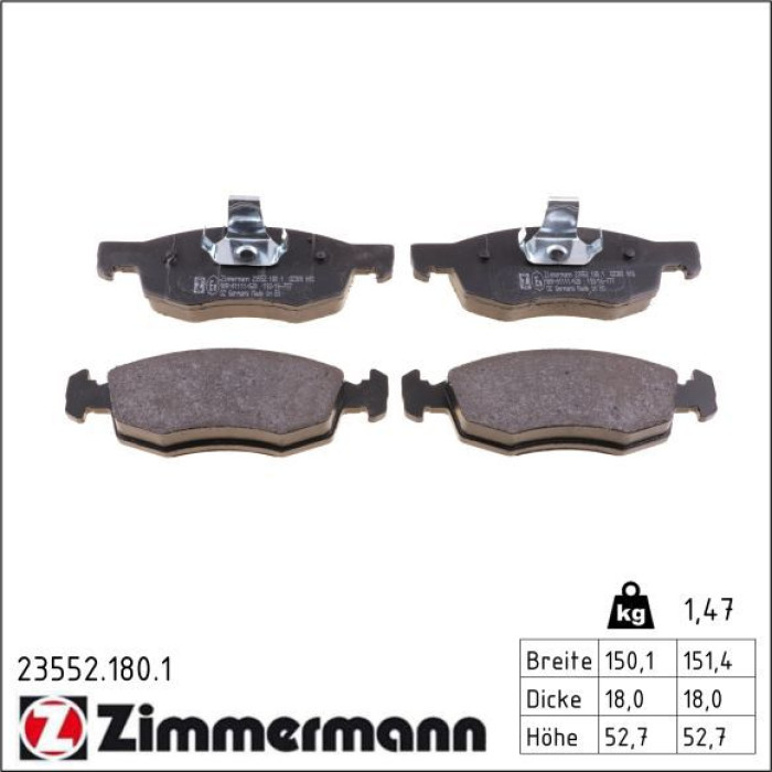 23552.180.1 ZIMMERMANN Bremsbeläge 23552.180.1 23552.180.1 ZIMMERMANN Bremsbeläge 23552.180.1