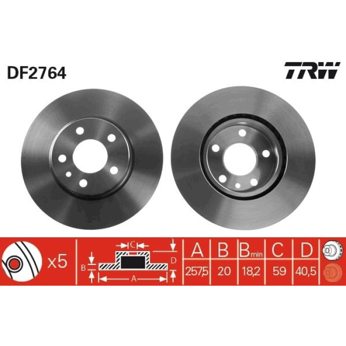 DF2764 TRW Bremsscheibe DF2764 DF2764 TRW Bremsscheibe DF2764