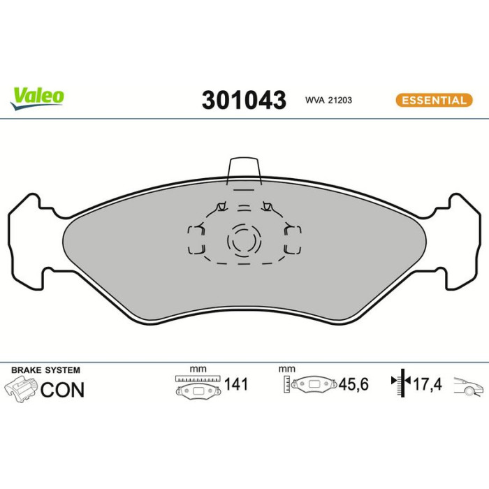 301043 Valeo Bremsbelagsatz 301043 301043 Valeo Bremsbelagsatz 301043