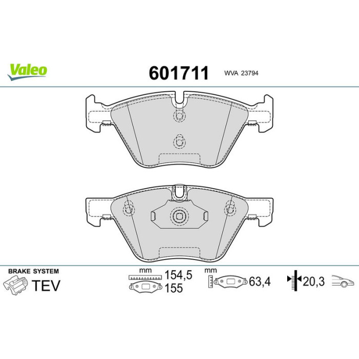 Valeo Bremsbelagsatz 601711 Valeo Bremsbelagsatz 601711