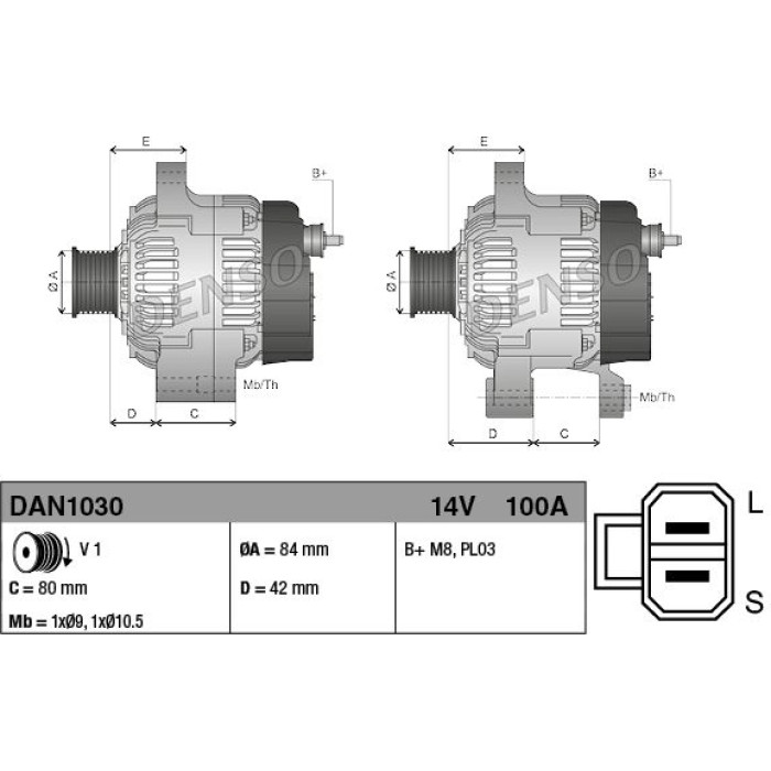 Denso Lichtmaschine DAN1030 Denso Lichtmaschine DAN1030