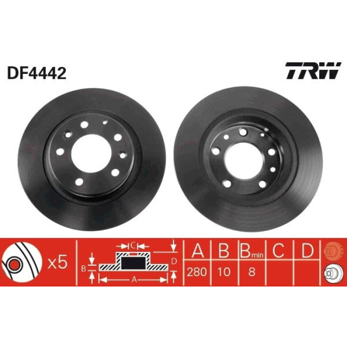 TRW Bremsscheibe Mazda T. 6 DF4442 TRW Bremsscheibe Mazda T. 6 DF4442
