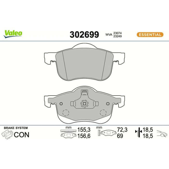 Valeo Bremsbelagsatz 302699 Valeo Bremsbelagsatz 302699