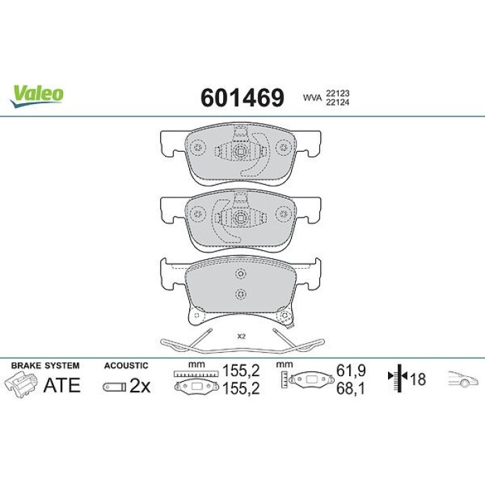 Valeo Bremsbelagsatz 601469 Valeo Bremsbelagsatz 601469