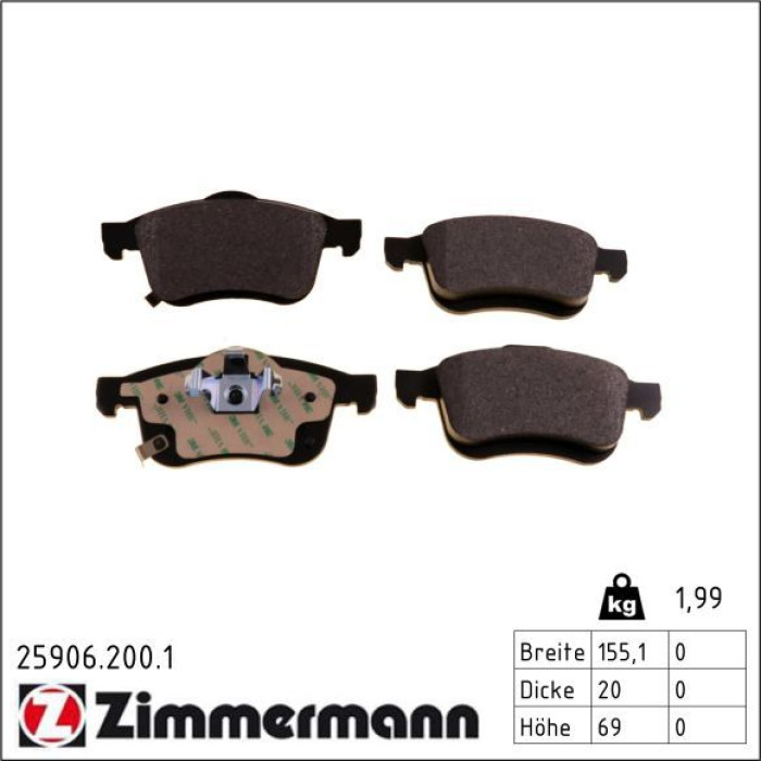 ZIMMERMANN Bremsbeläge 25906.200.1 ZIMMERMANN Bremsbeläge 25906.200.1