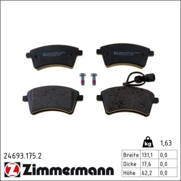 ZIMMERMANN Bremsbelagsatz, Scheibenbremse 24693.175.2 ZIMMERMANN Bremsbelagsatz, Scheibenbremse 24693.175.2