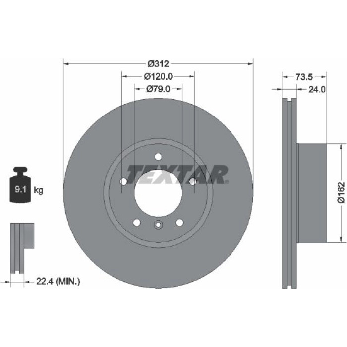 Textar Bremsscheibe 92176105 Textar Bremsscheibe 92176105