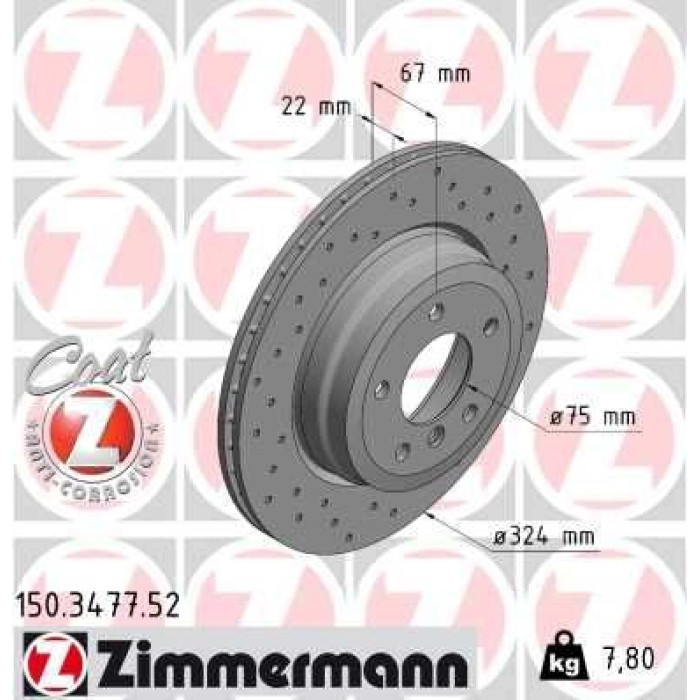 Zimmermann Bremsscheibe Hinterachse Sport 150.3477.52 Zimmermann Bremsscheibe Hinterachse Sport 150.3477.52