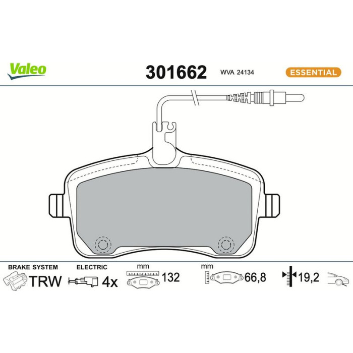 301662 Valeo Bremsbelagsatz 301662 301662 Valeo Bremsbelagsatz 301662