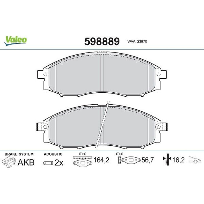 Valeo Bremsbelagsatz 598889 Valeo Bremsbelagsatz 598889