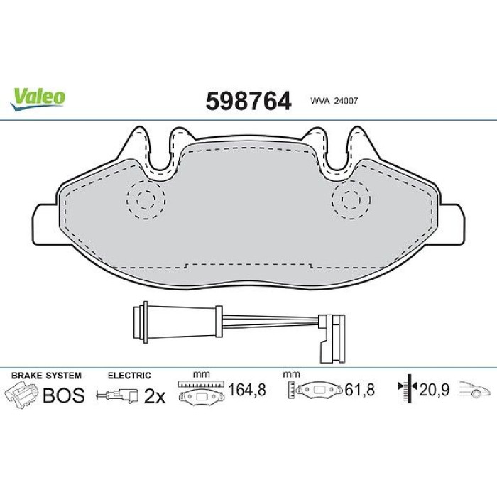 Valeo Bremsbelagsatz 598764 Valeo Bremsbelagsatz 598764