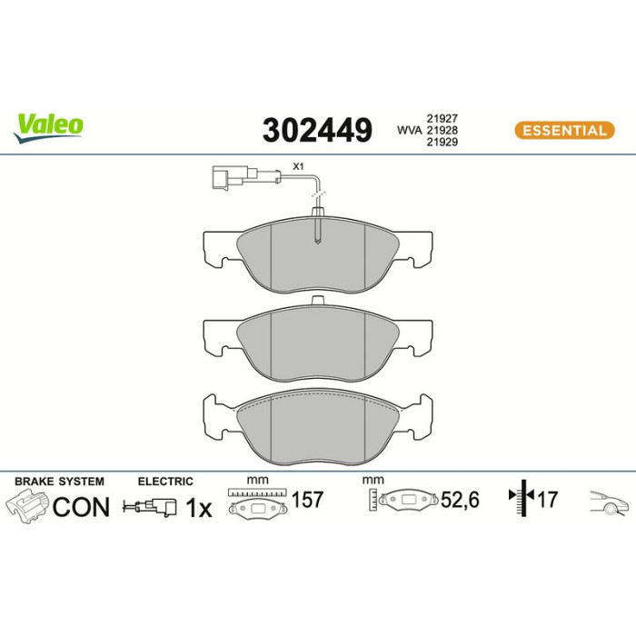 Valeo Bremsbelagsatz 302449 Valeo Bremsbelagsatz 302449