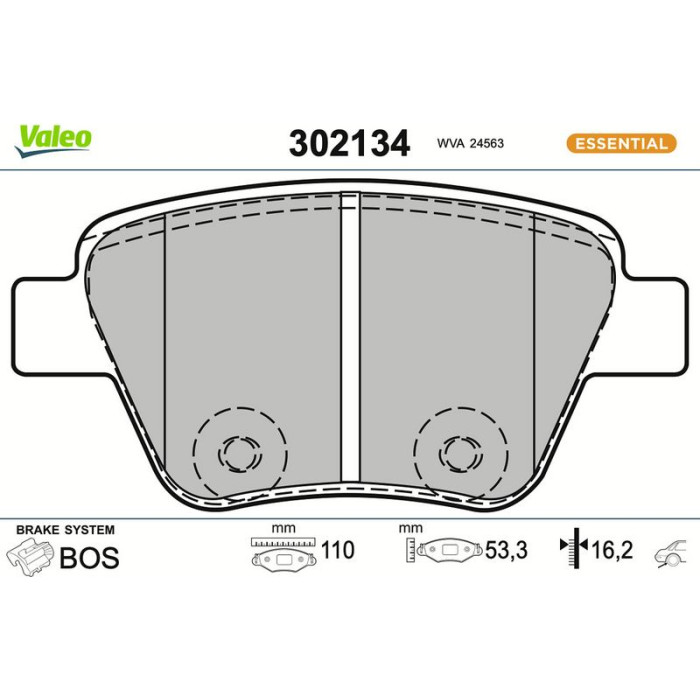 Valeo Bremsbelagsatz 302134 Valeo Bremsbelagsatz 302134