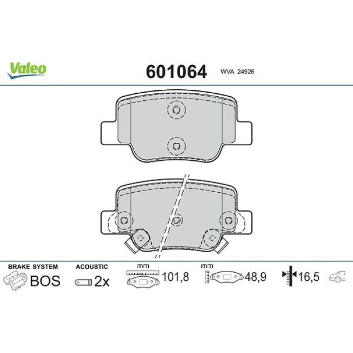 Valeo Bremsbelagsatz 601064 Valeo Bremsbelagsatz 601064