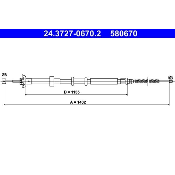 ATE Handbremsseil 24.3727-0670.2 ATE Handbremsseil 24.3727-0670.2