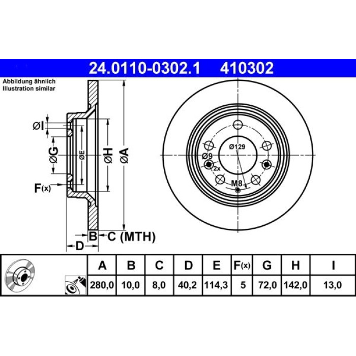 ATE Bremsscheibe Mazda Hinterachse 6 1.8-2.5 02 24.0110-0302.1 ATE Bremsscheibe Mazda Hinterachse 6 1.8-2.5 02 24.0110-0302.1