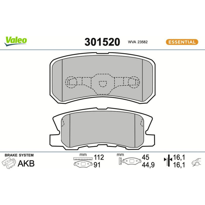 301520 Valeo Bremsbelagsatz 301520 301520 Valeo Bremsbelagsatz 301520