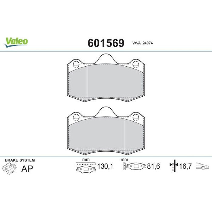 Valeo Bremsbelagsatz 601569 Valeo Bremsbelagsatz 601569
