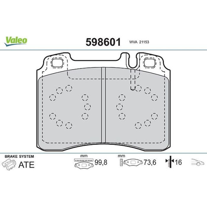 Valeo Bremsbelagsatz 598601 Valeo Bremsbelagsatz 598601
