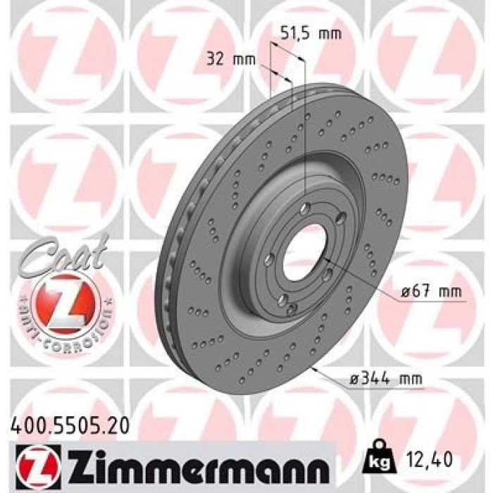 Zimmermann Bremsscheibe Vorderachse 400.5505.20 Zimmermann Bremsscheibe Vorderachse 400.5505.20