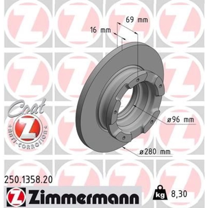 Zimmermann Bremsscheibe 250.1358.20 Zimmermann Bremsscheibe 250.1358.20