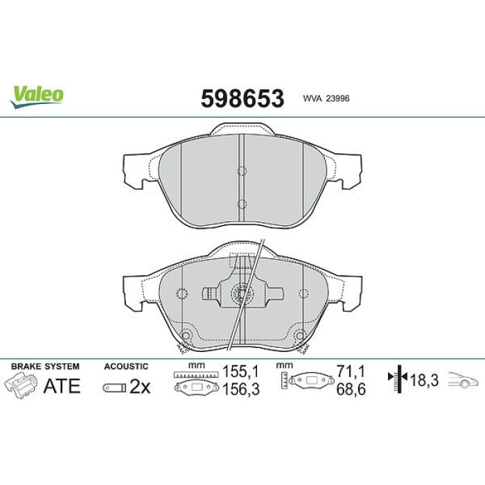 Valeo Bremsbelagsatz 598653 Valeo Bremsbelagsatz 598653