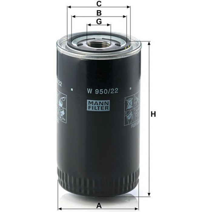 MANN-FILTER Ölfilter LKW W 950/22 MANN-FILTER Ölfilter LKW W 950/22