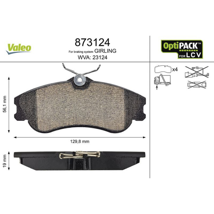 Valeo Bremsbelagsatz 873124 Valeo Bremsbelagsatz 873124