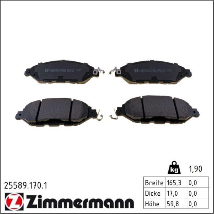 ZIMMERMANN Bremsbeläge 25589.170.1 ZIMMERMANN Bremsbeläge 25589.170.1