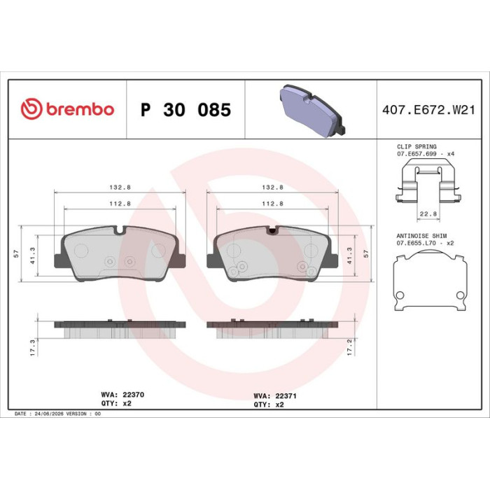 BREMBO Bremsklötze HA P 30 085 BREMBO Bremsklötze HA P 30 085