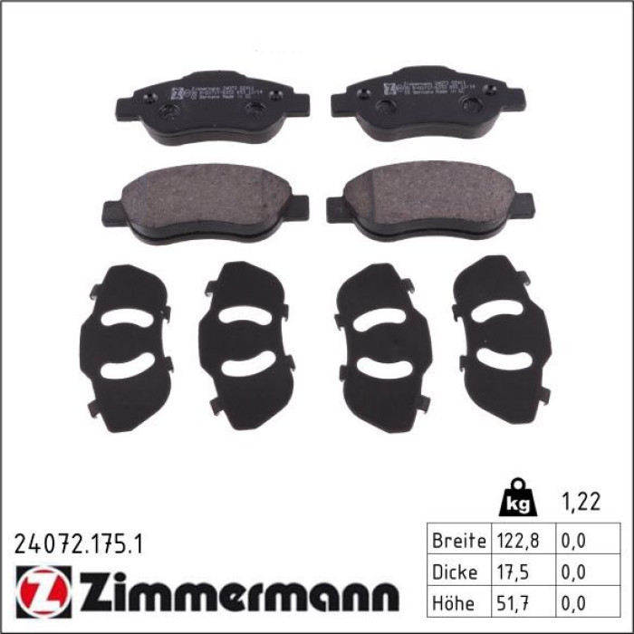 24072.175.1 ZIMMERMANN Bremsbeläge 24072.175.1 24072.175.1 ZIMMERMANN Bremsbeläge 24072.175.1