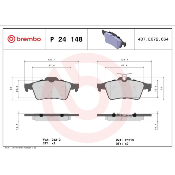 BREMBO Bremsklötze HA P 24 148 BREMBO Bremsklötze HA P 24 148