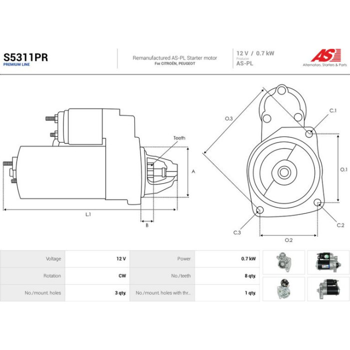 AS-PL Anlasser S5311PR AS-PL Anlasser S5311PR