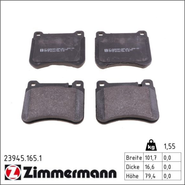 ZIMMERMANN Bremsbeläge 23945.165.1