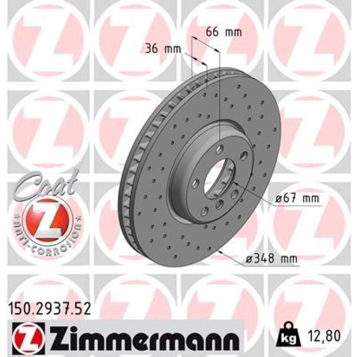 Zimmermann Bremsscheibe Vorderachse Sport 150.2937.52 Zimmermann Bremsscheibe Vorderachse Sport 150.2937.52