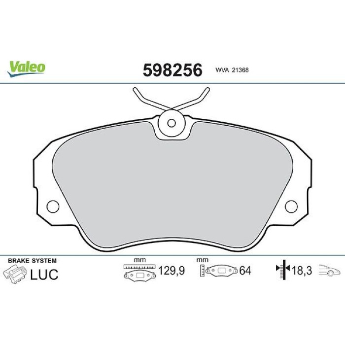 Valeo Bremsbelagsatz 598256 Valeo Bremsbelagsatz 598256