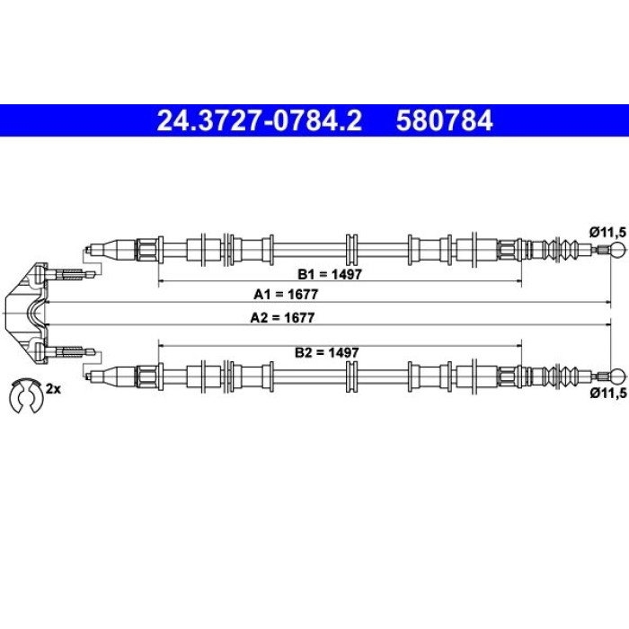 ATE Handbremsseil 24.3727-0784.2 ATE Handbremsseil 24.3727-0784.2