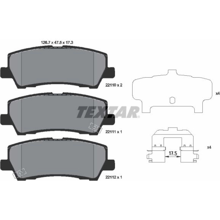 Textar Bremsbelagsatz 2211001 Textar Bremsbelagsatz 2211001
