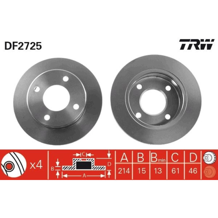 TRW Bremsscheibe DF2725 TRW Bremsscheibe DF2725