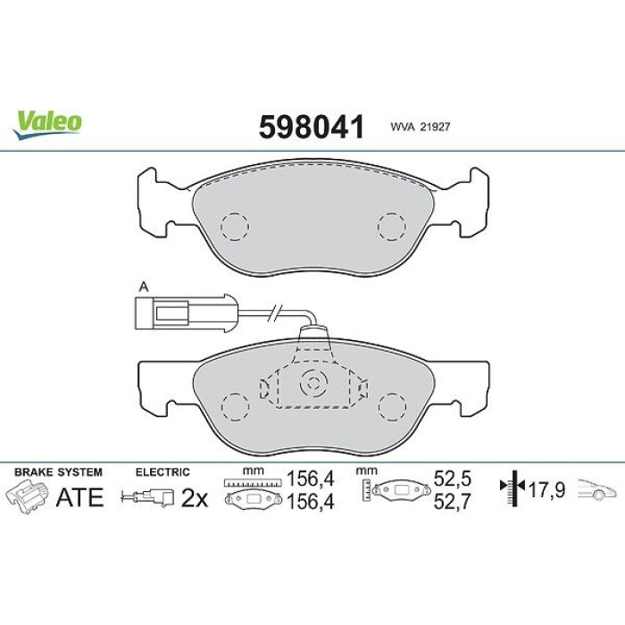 Valeo Bremsbelagsatz 598041 Valeo Bremsbelagsatz 598041