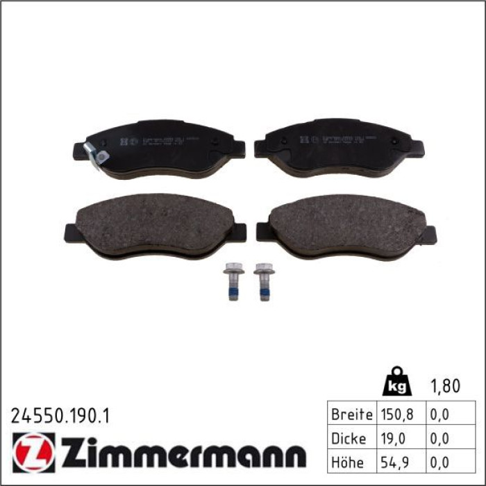 24550.190.1 ZIMMERMANN Bremsbeläge 24550.190.1 24550.190.1 ZIMMERMANN Bremsbeläge 24550.190.1