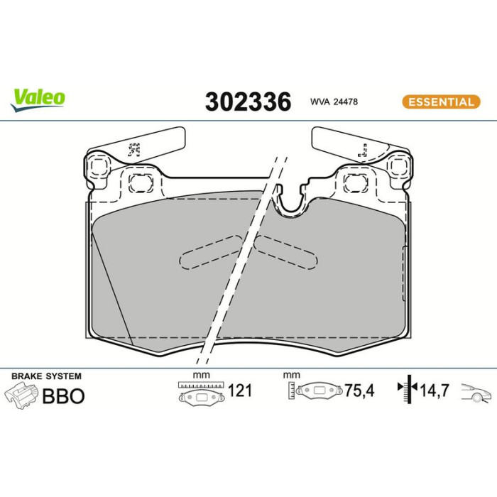 Valeo Bremsbelagsatz 302336 Valeo Bremsbelagsatz 302336