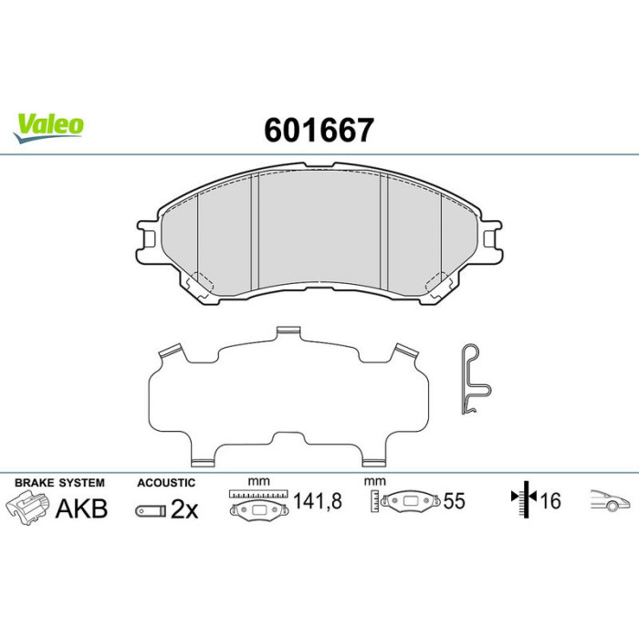 Valeo Bremsbelagsatz 601667 Valeo Bremsbelagsatz 601667