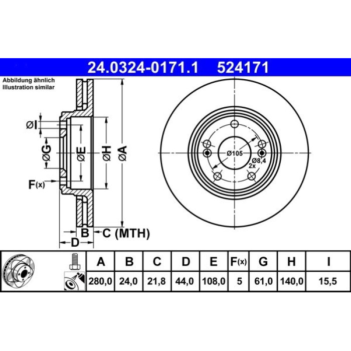ATE Bremsscheibe 24.0324-0171.1